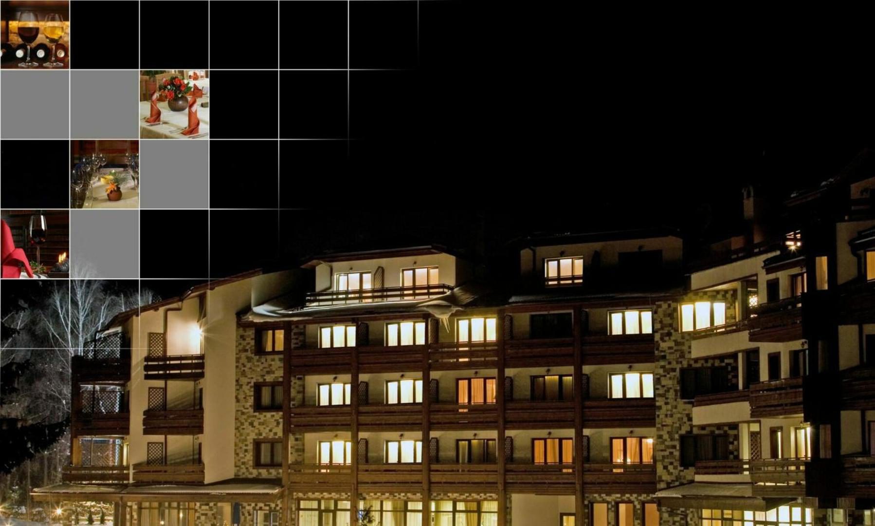 Fațadă hotel iluminată noaptea, Hotel Orphey Bansko Fațadă hotel iluminată noaptea, Hotel Orphey Bansko